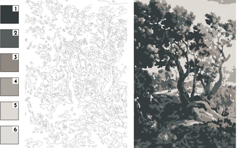 A Free Downloadable Coloring Page Paint By Numbers Of My Tree Mural The Gold Hive