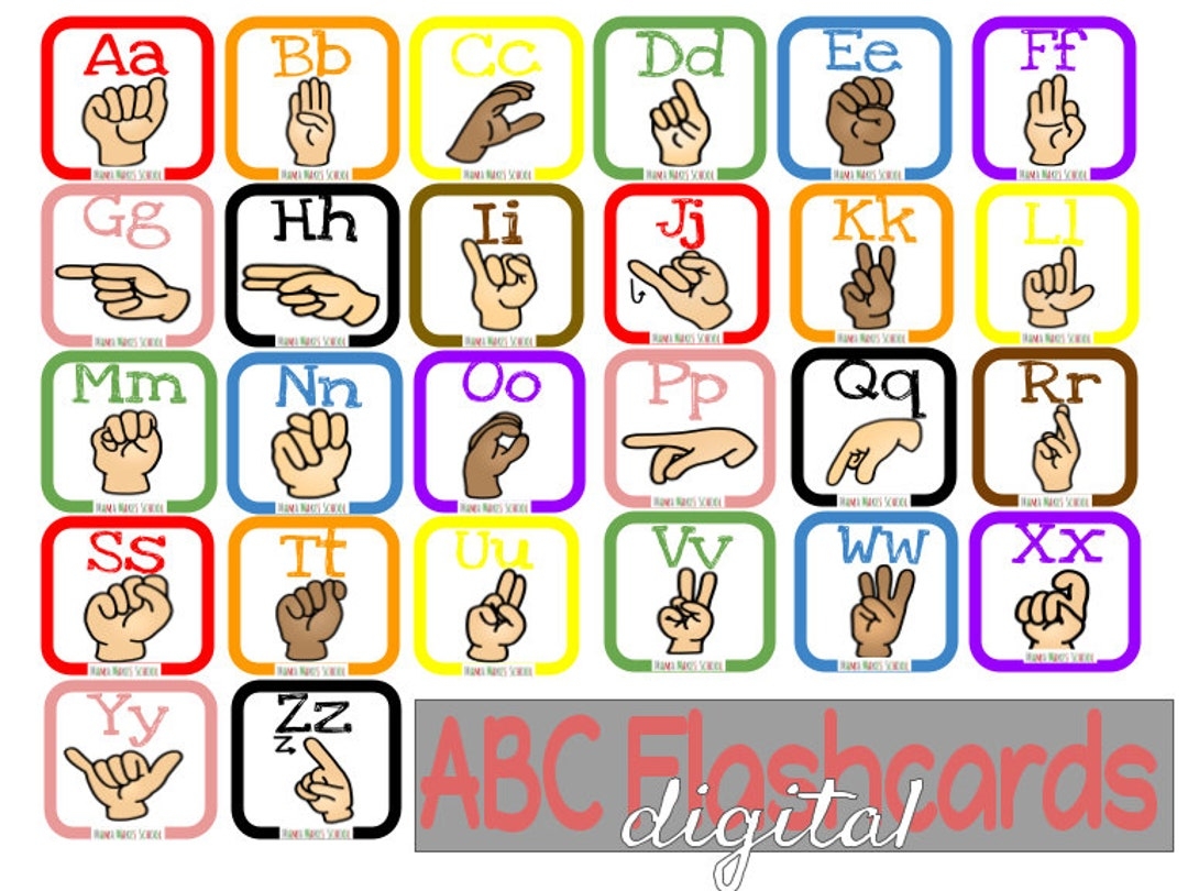 ABC ASL Flashcards DIGITAL Sign Language Printable Alphabet Etsy