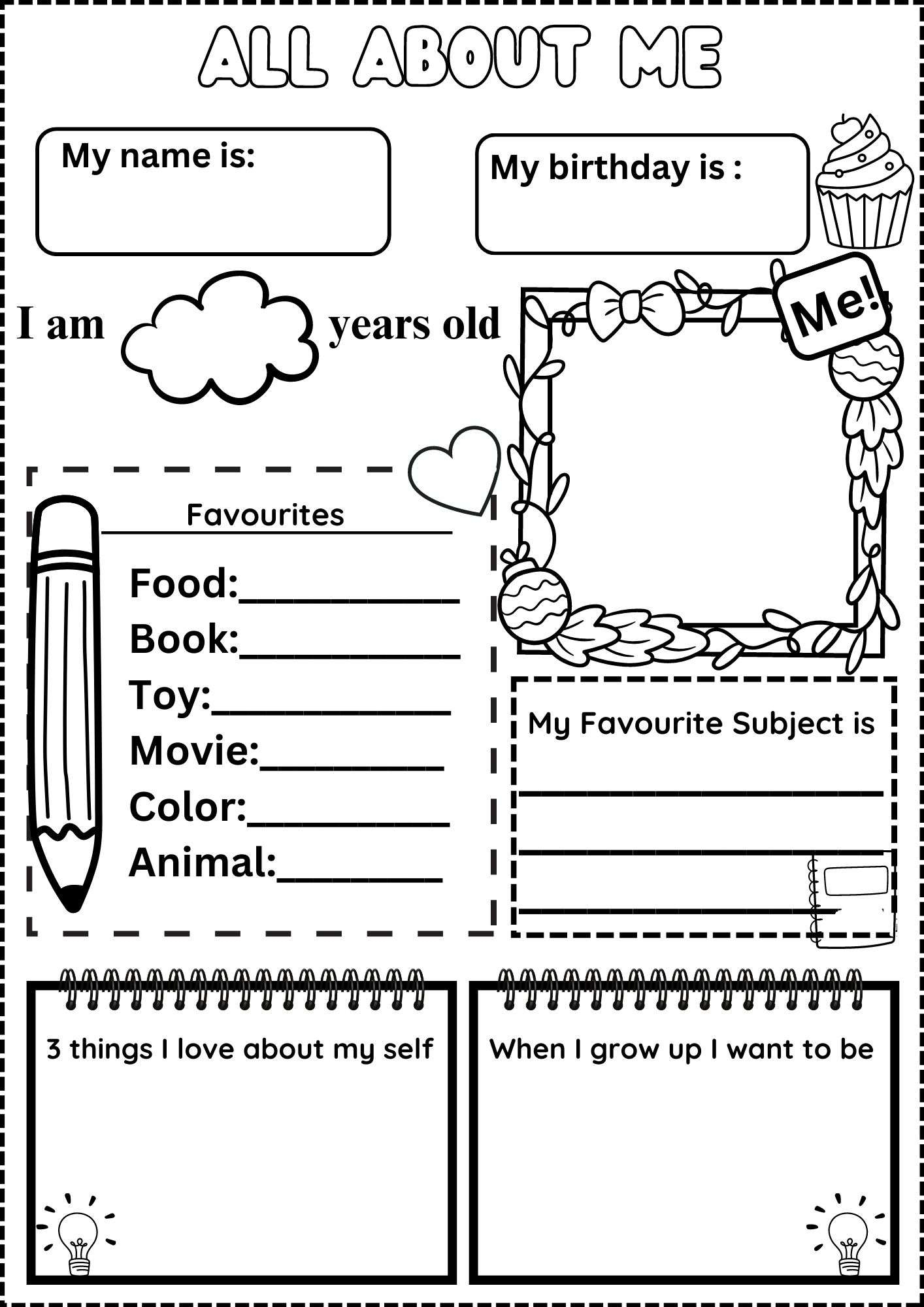 All About Me Worksheet Free All About Me Worksheet Free