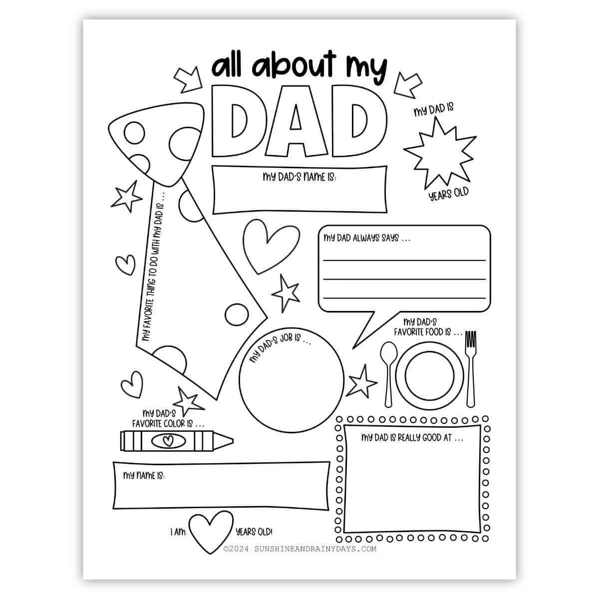 All About My Dad Coloring Page Sunshine And Rainy Days All About My Dad Coloring Page Sunshine And Rainy Days