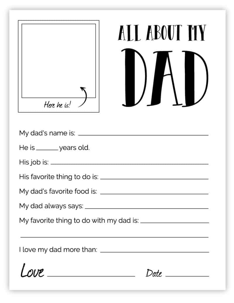 all about my dad free printable all about my dad free printable