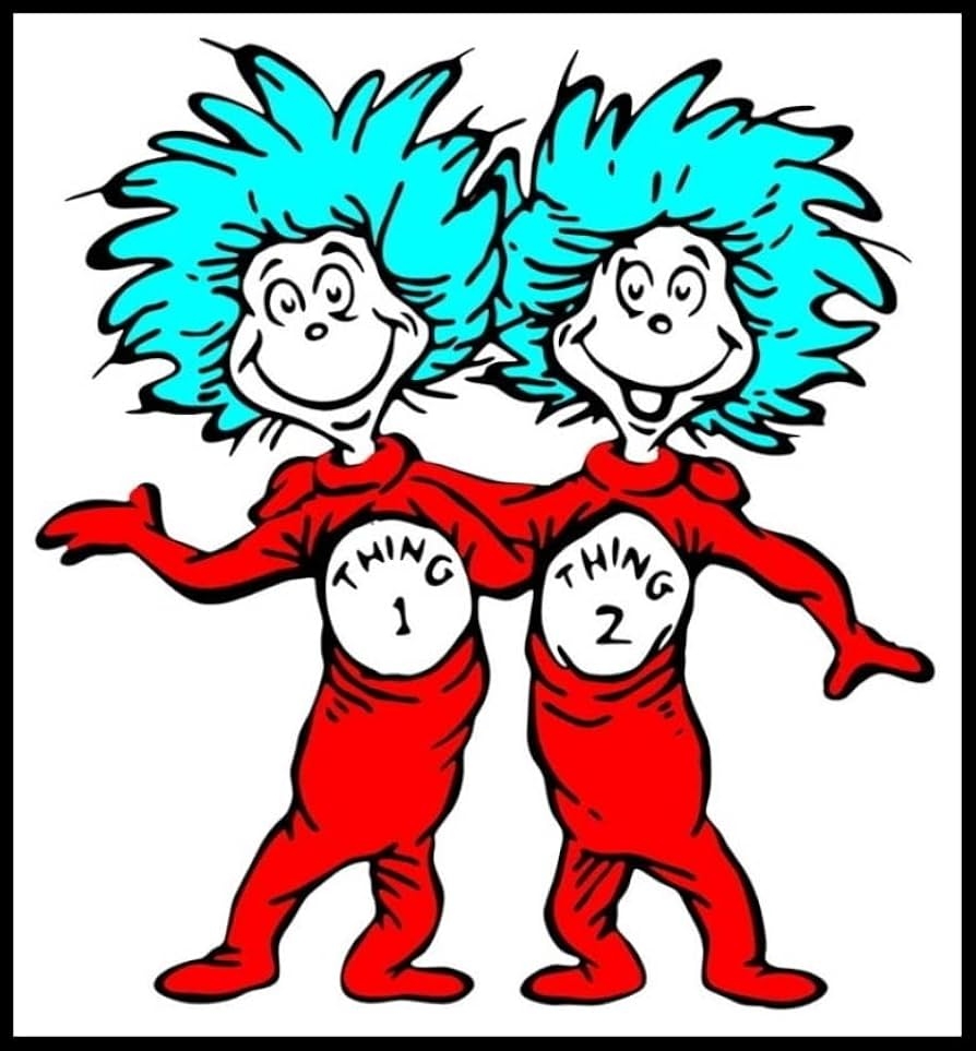Amazon Dr Seuss Thing 1 2 For Dark Colored Materials Iron On Heat Transfer 6 5 X 7 