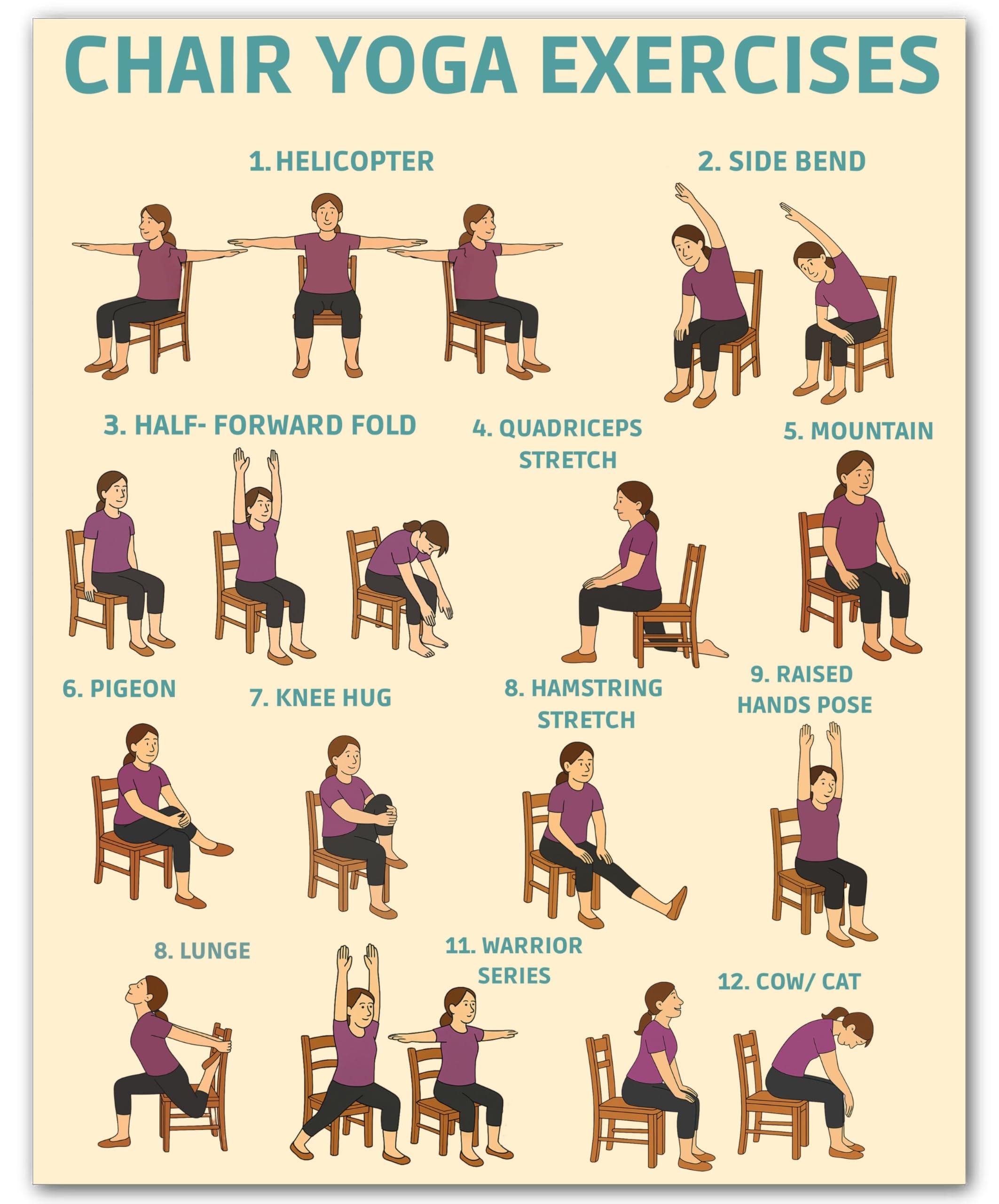 Amazon ZUKIY Chair Yoga Exercises Poster 8x10 Unframed Wellness Chart For Seniors Over 60 Gentle Yoga Guide With Seated Poses Senior Fitness Wall Art For Home Office Or Physical Amazon ZUKIY Chair Yoga Exercises Poster 8x10 Unframed Wellness Chart For Seniors Over 60 Gentle Yoga Guide With Seated Poses Senior Fitness Wall Art For Home Office Or Physical