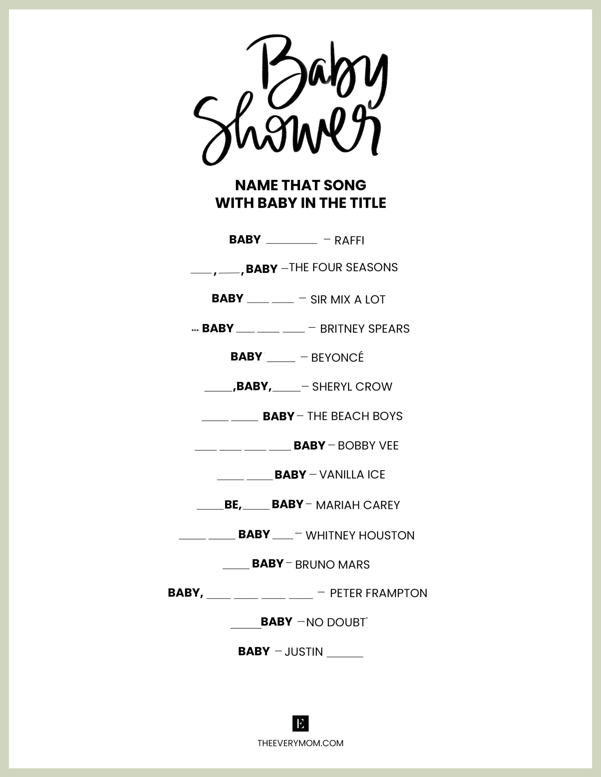 printable baby shower games