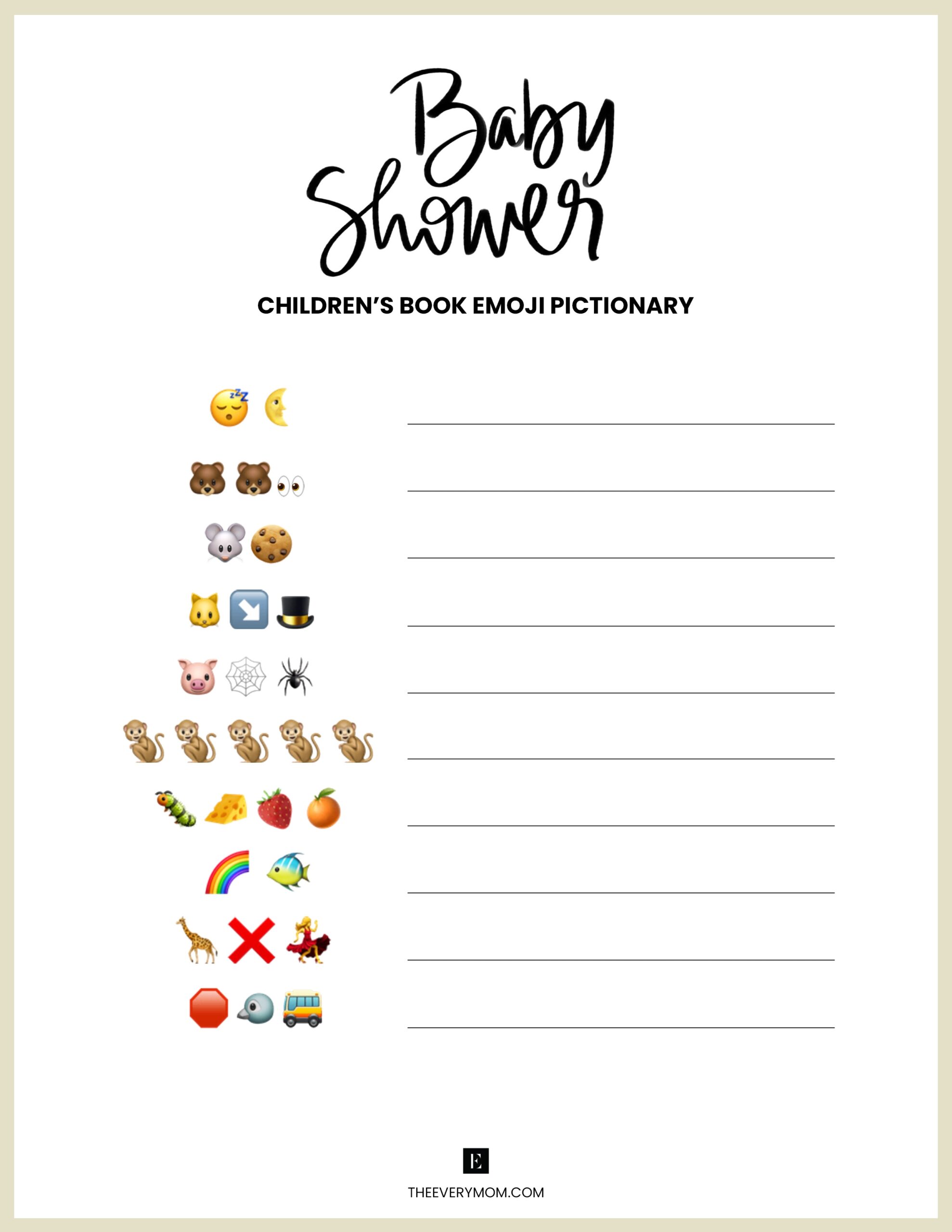 Baby Shower Games Printables 22 Fun And Easy Activities