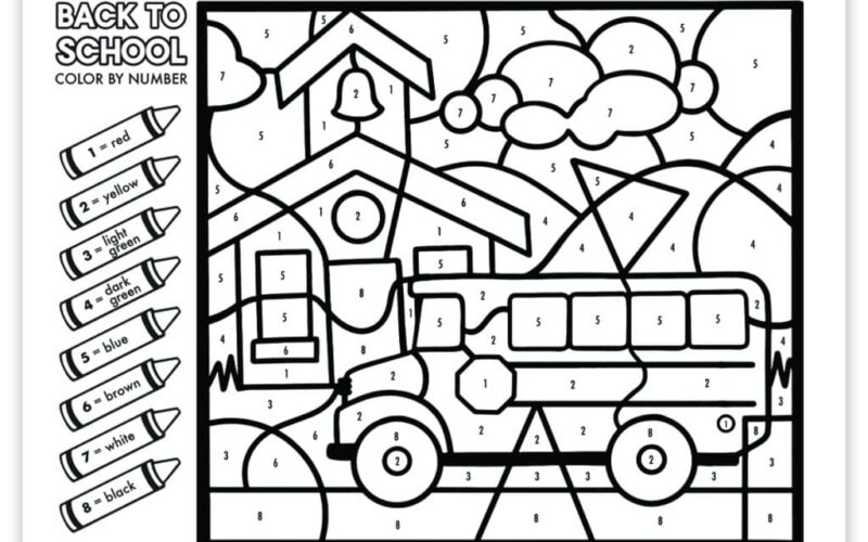 Back To School Color By Number Free Printable Persia Lou