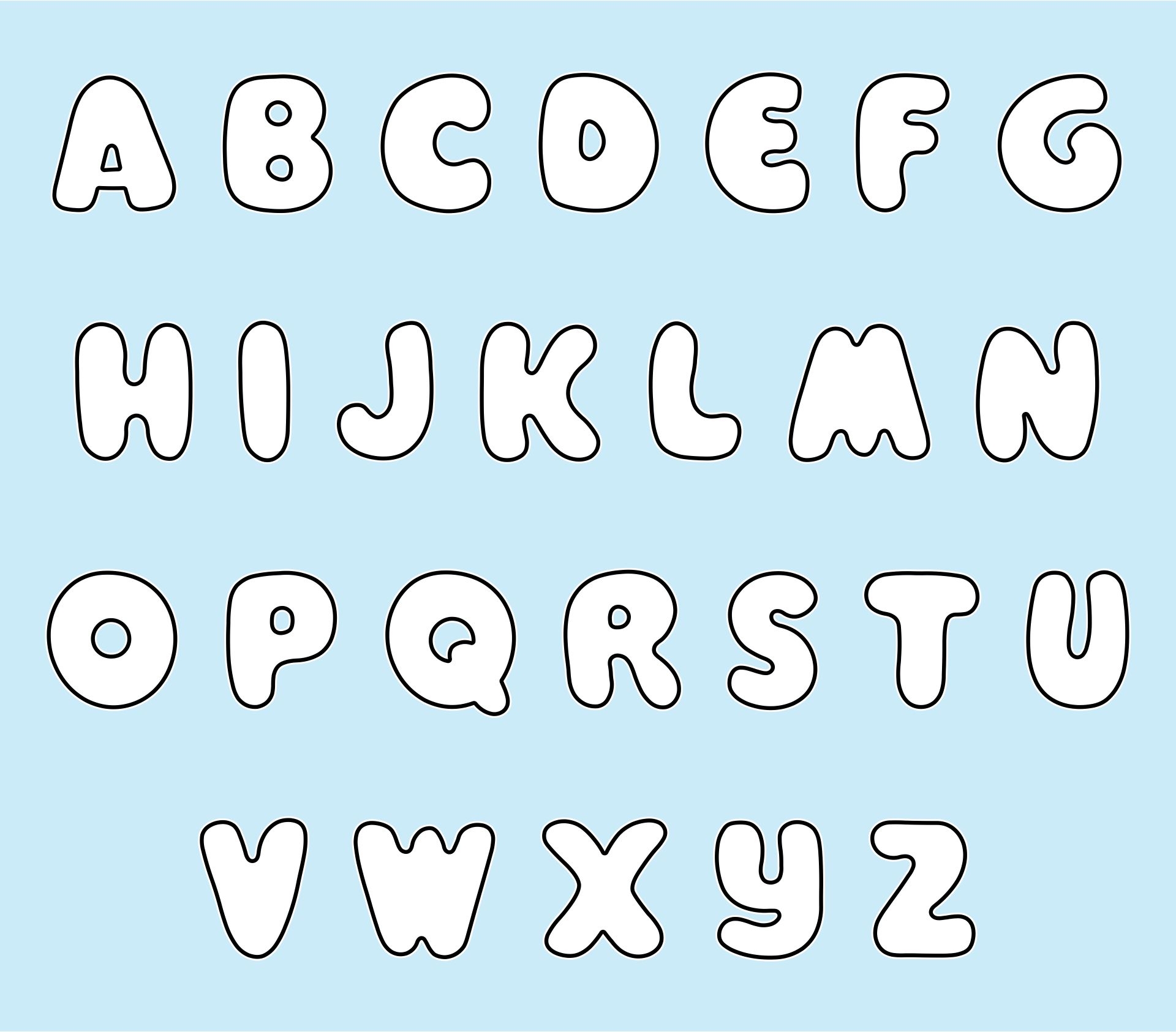 printable bubble letters of the alphabet