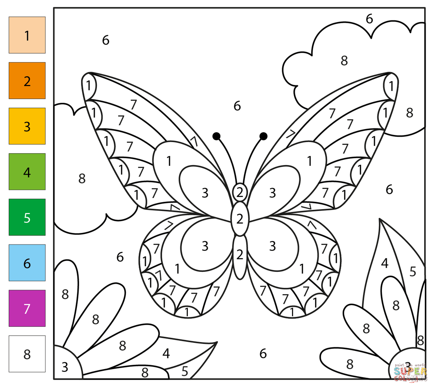 Butterfly Color By Number Coloring Page Free Printable Butterfly Color By Number Coloring Page Free Printable