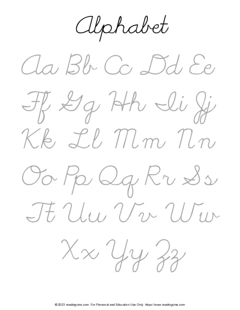 free printable cursive alphabet pdf