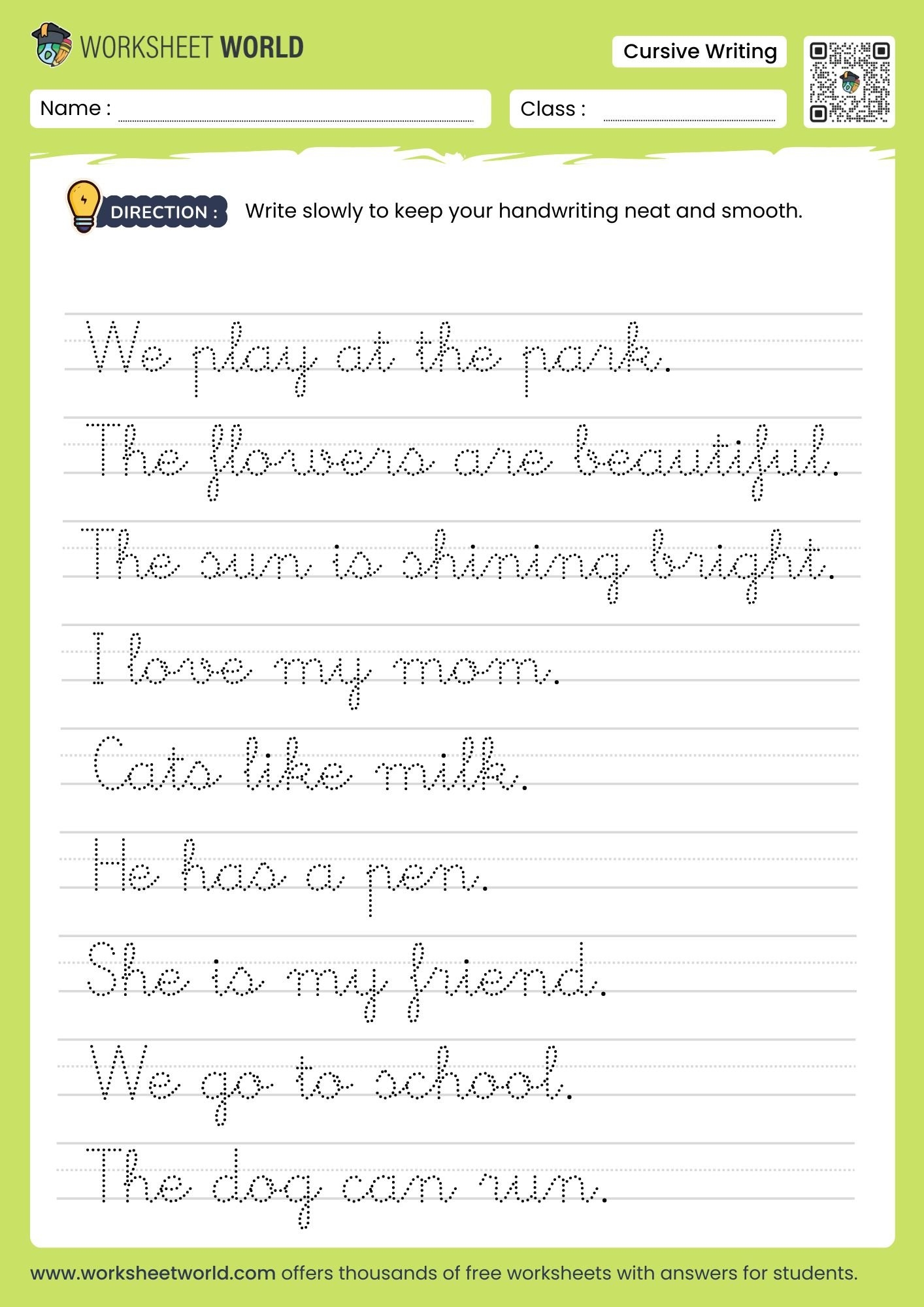 cursive writing worksheets free printable
