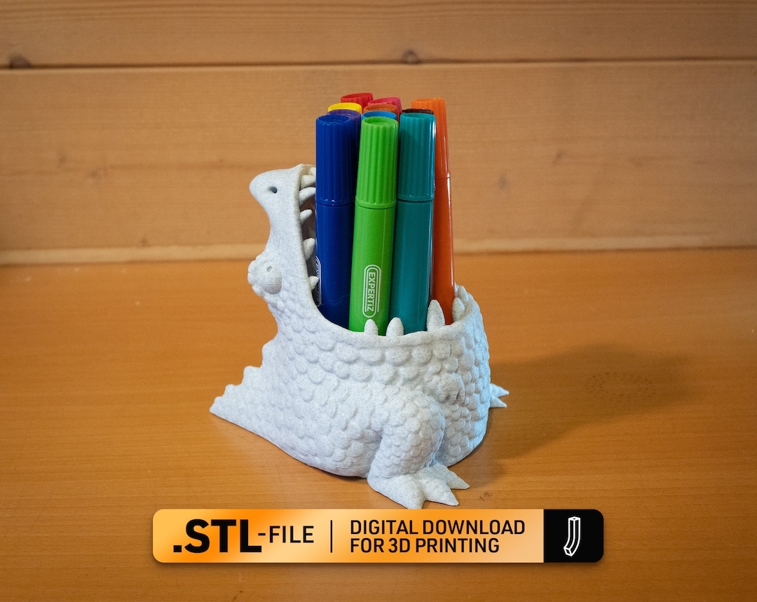 Dino Pen Holder STL File 3D Printing Desk Pot digital Download Etsy