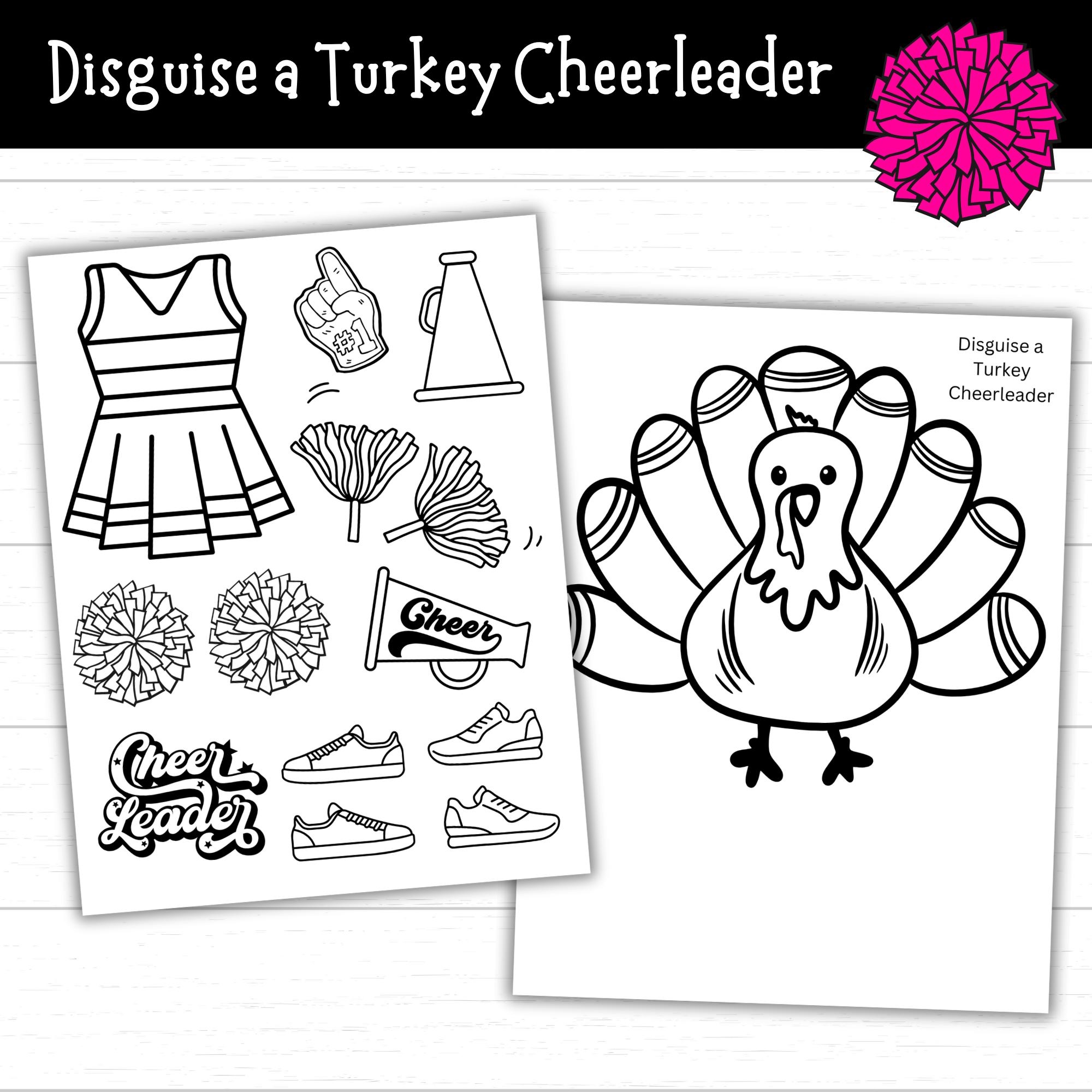 Disguise A Turkey Cheerleader Cheerleader Turkey Printable Cheerleader Uniform Turkey Outfit Black And White Coloring Page Thanksgiving Etsy Disguise A Turkey Cheerleader Cheerleader Turkey Printable Cheerleader Uniform Turkey Outfit Black And White Coloring Page Thanksgiving Etsy