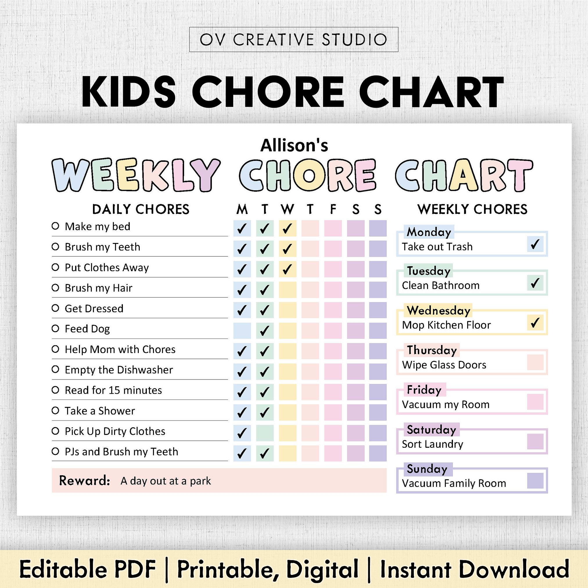 children's chore list printable