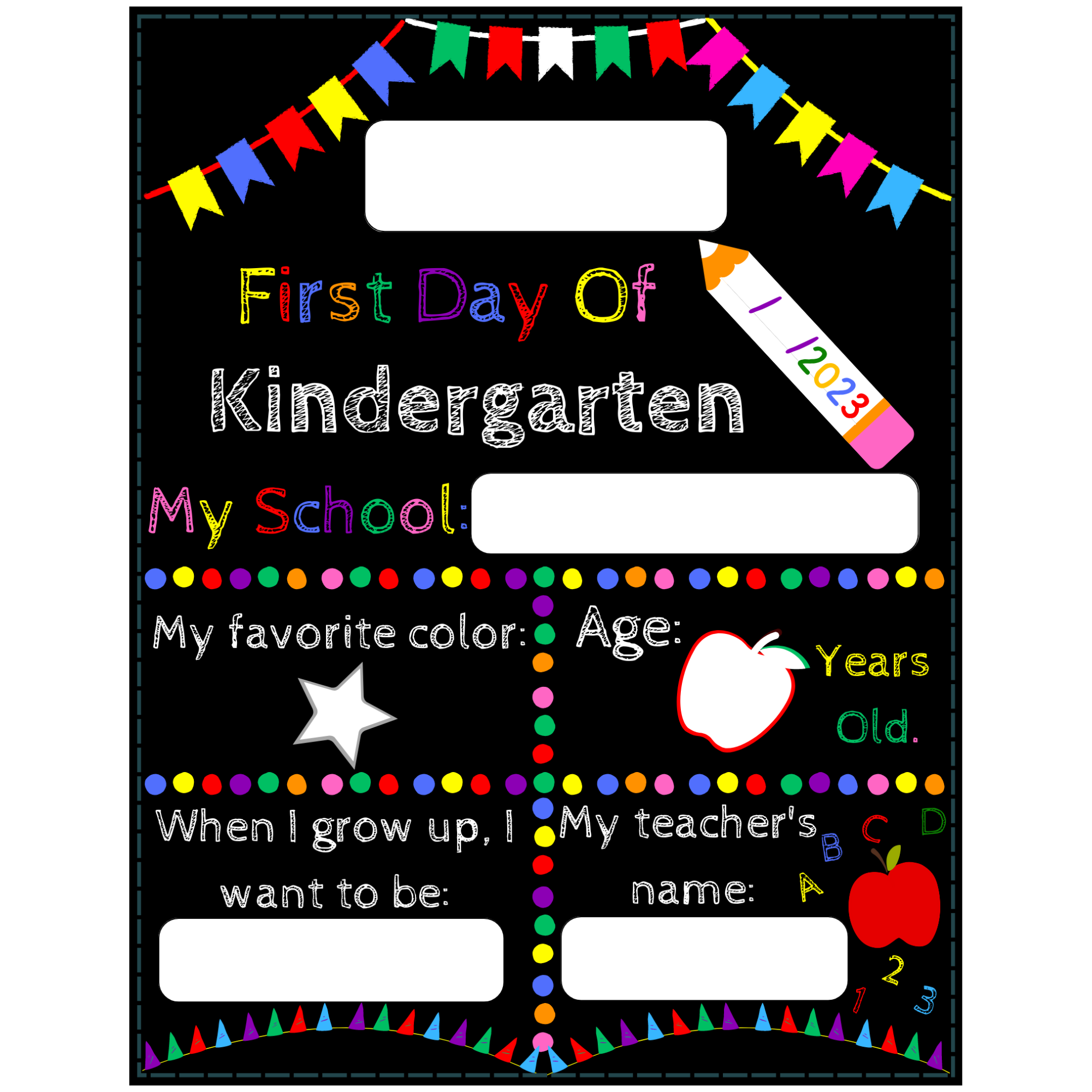printable first day of kindergarten sign