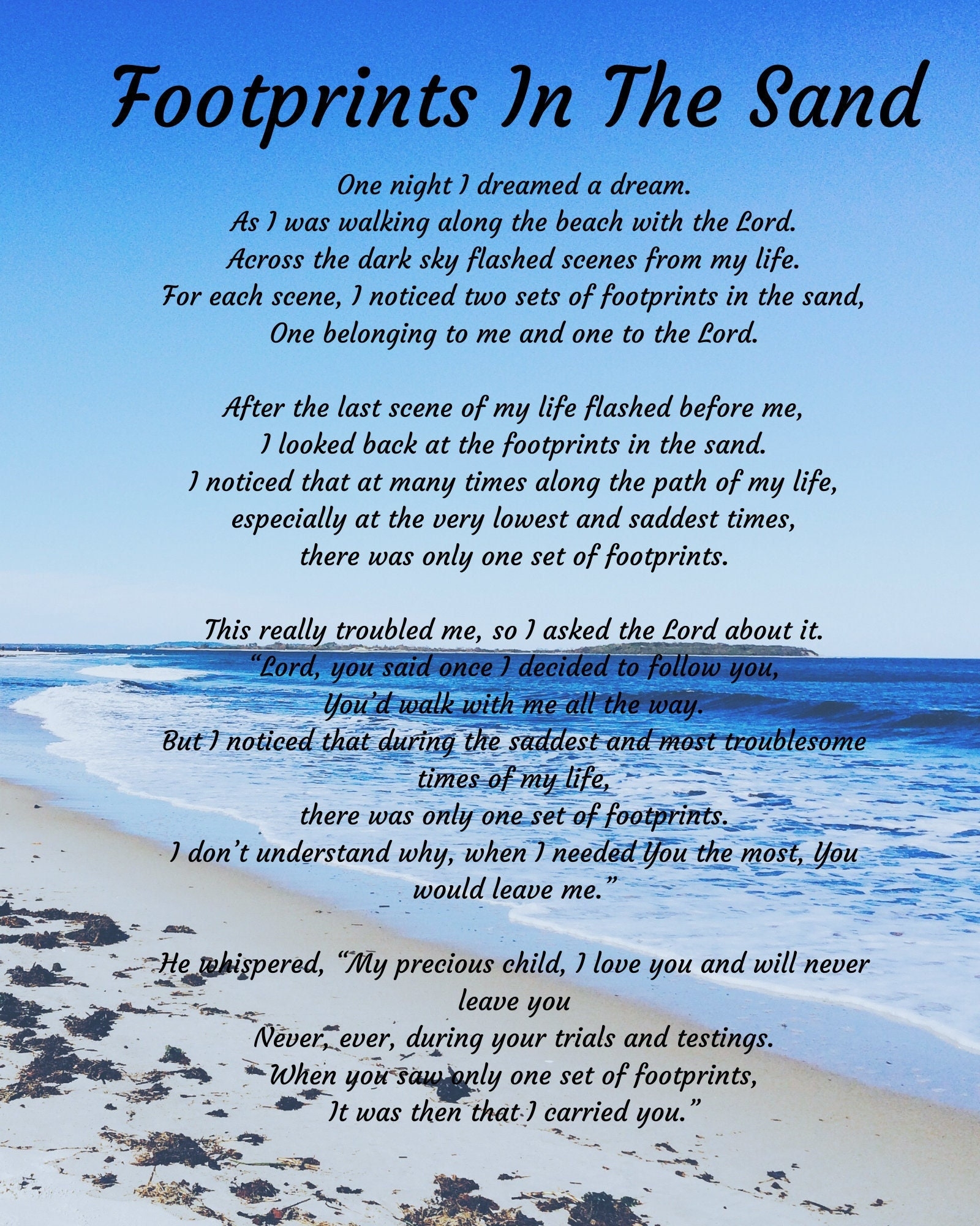 Footprints Poem Etsy New Zealand
