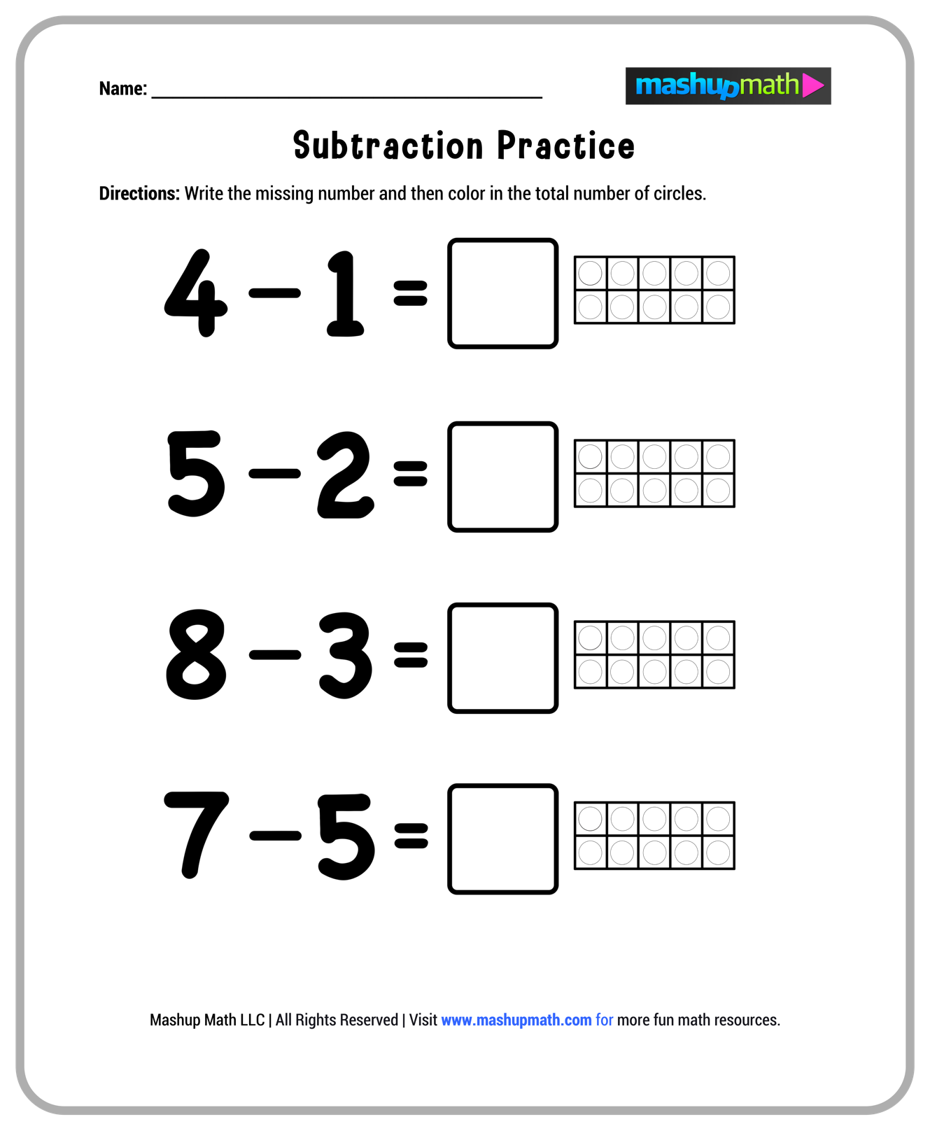 Free 1st Grade Math Worksheets Printable W Answers Mashup Math