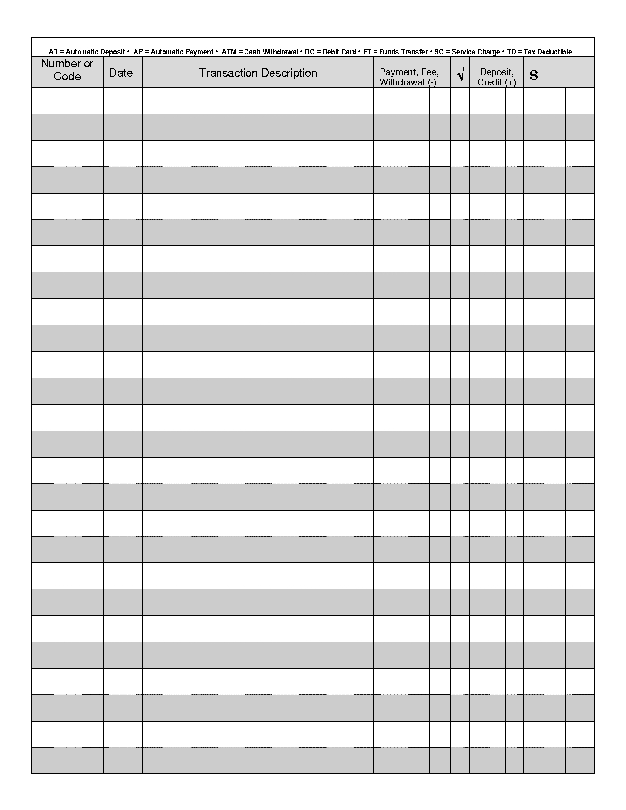 Free Check Register Printable Printable Party Favors