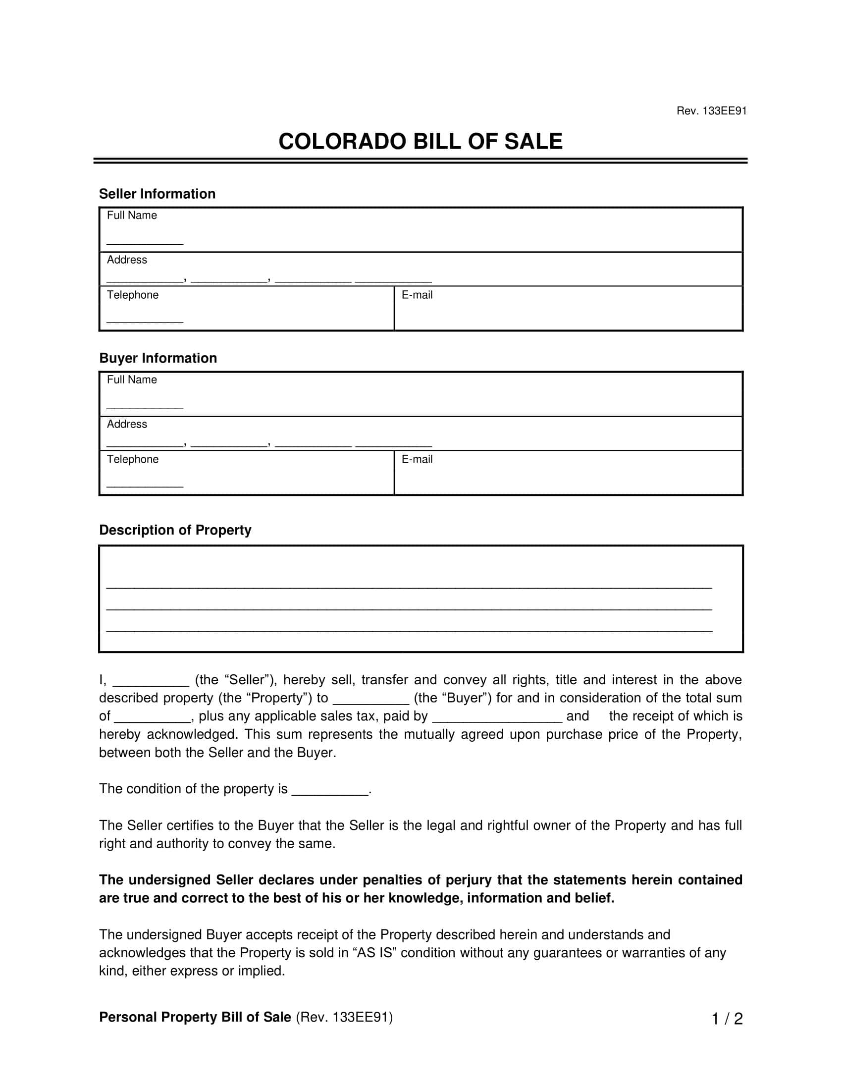 printable car bill of sale