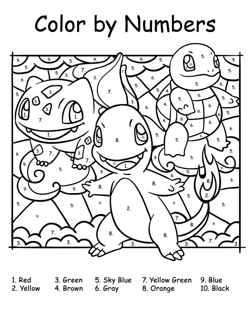 FREE Pok mon Color By Numbers Printables Kids Activities Blog