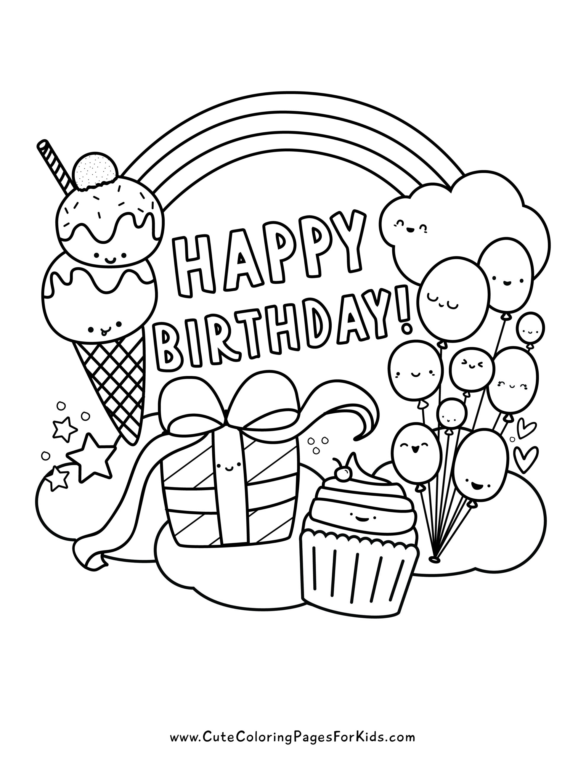 happy birthday coloring page printable