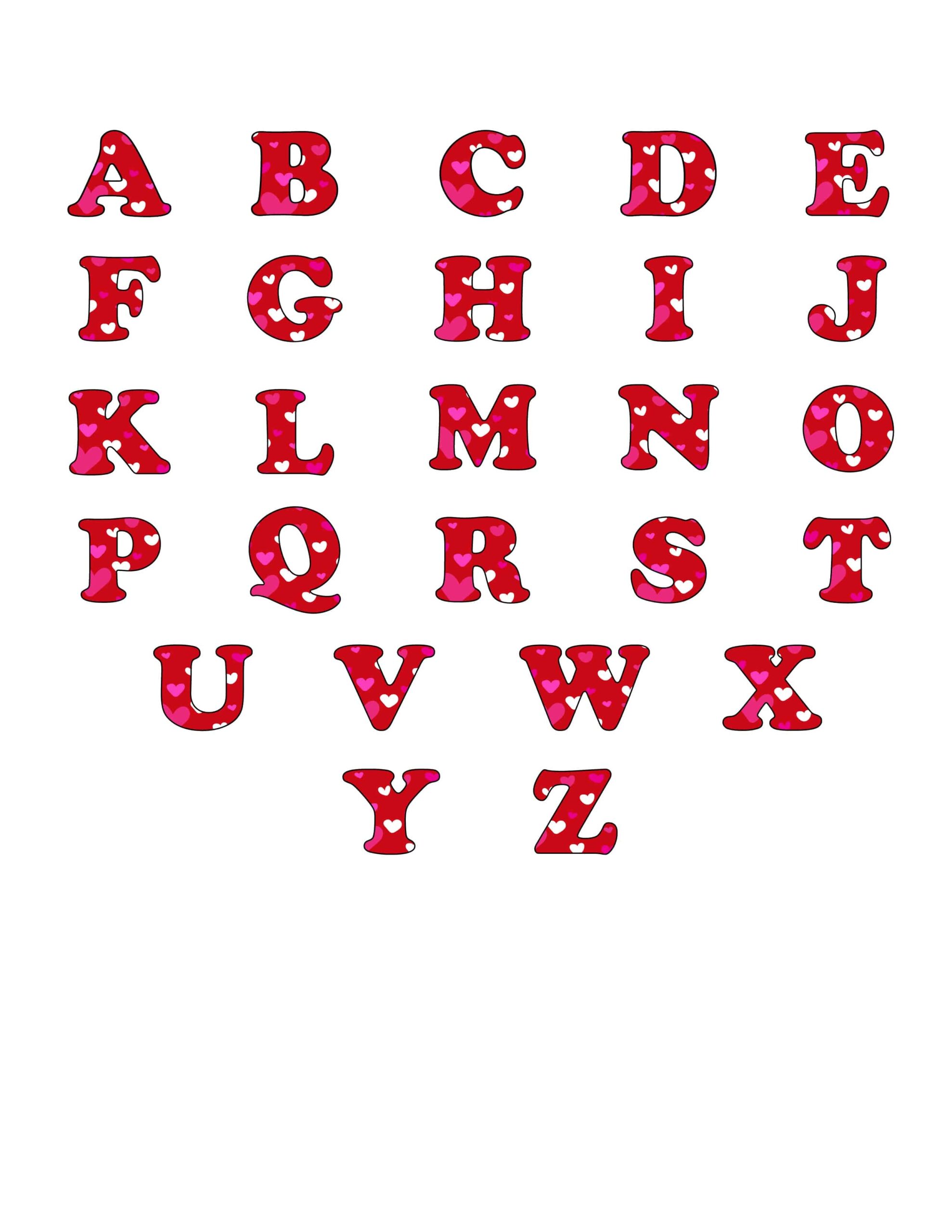 Free Printable Bubble Letters Colorful Valentine Letters Set