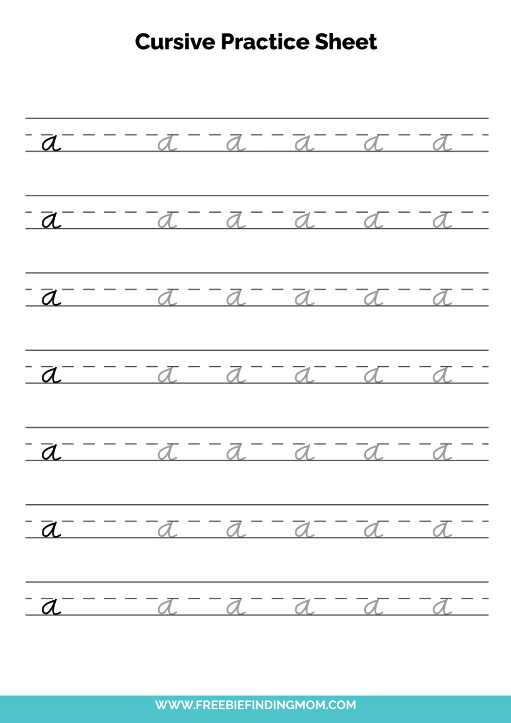 Free Printable Cursive Alphabet Practice Sheets Lowercase A Free Printable Cursive Alphabet Practice Sheets Lowercase A
