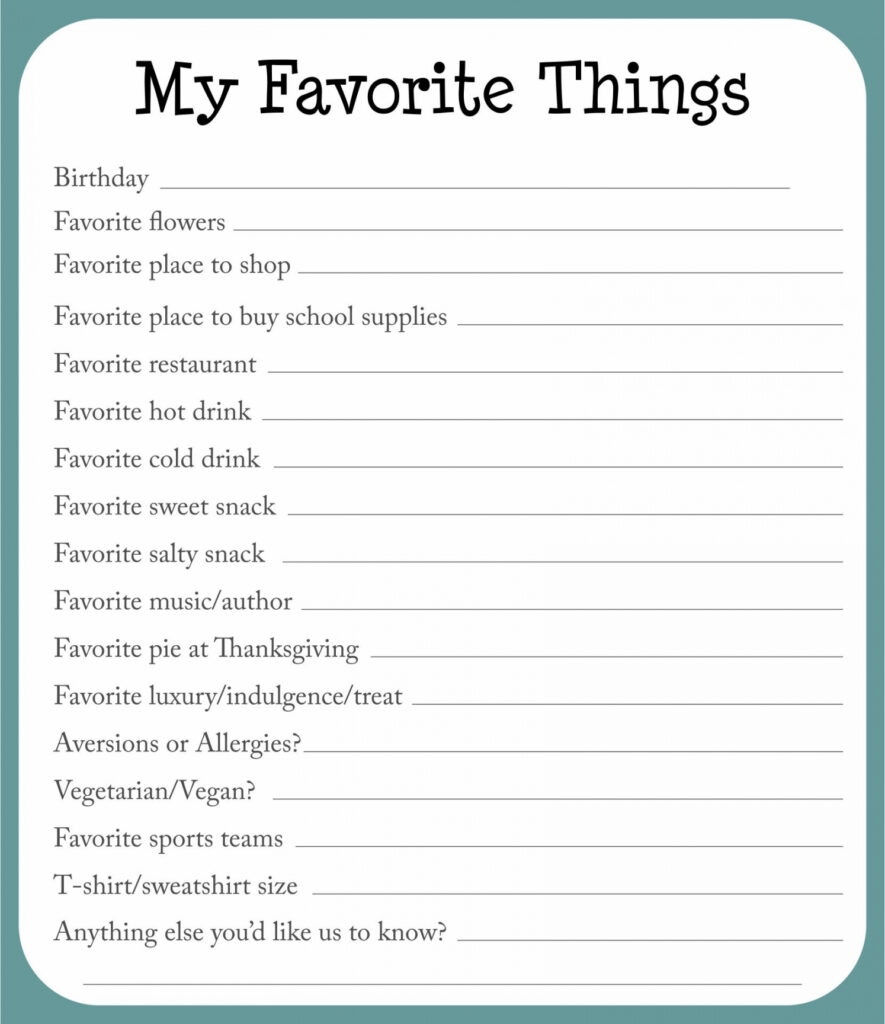 my favorite things list printable my favorite things list printable
