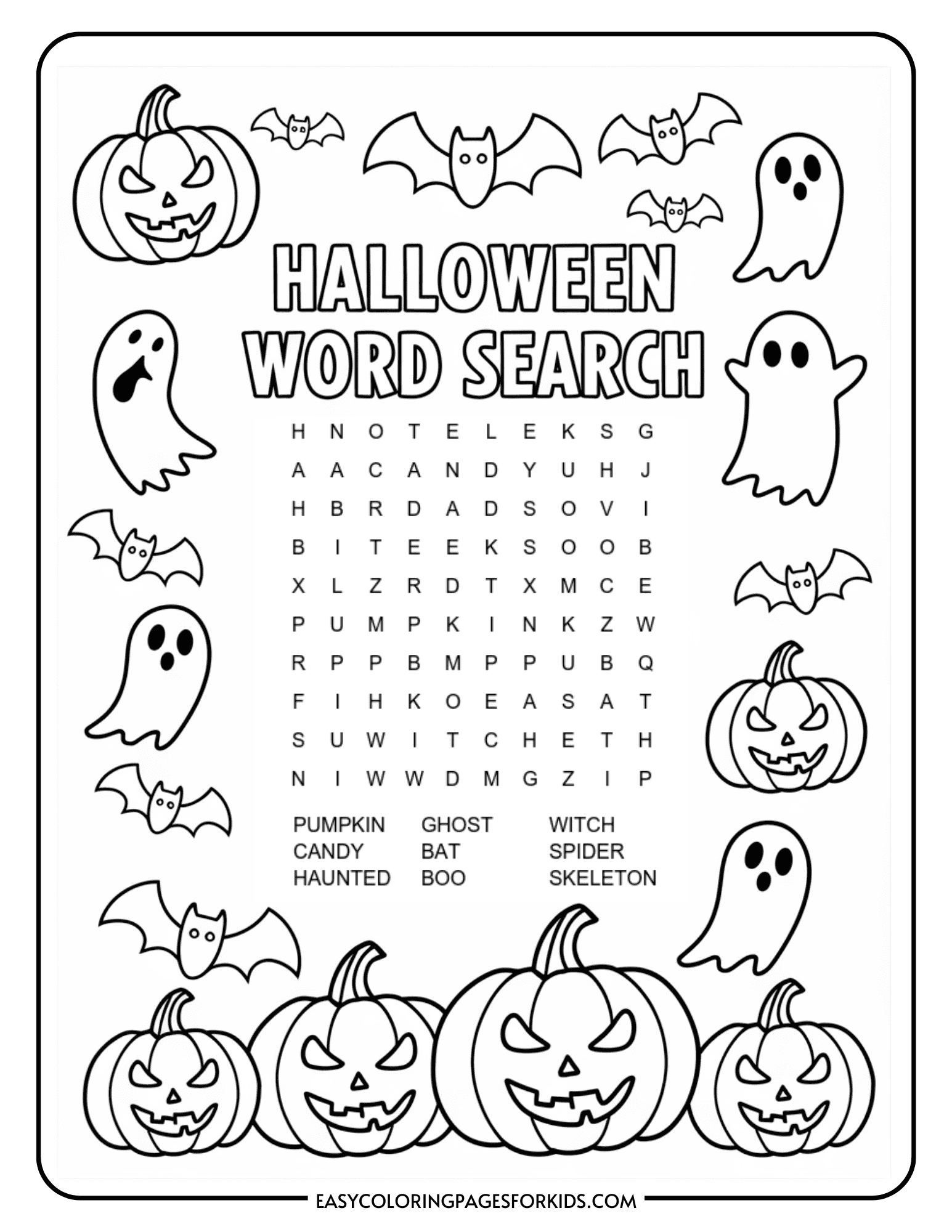 Free Printable Halloween Word Search 2 Free PDF Pages Easy Coloring Pages For Kids