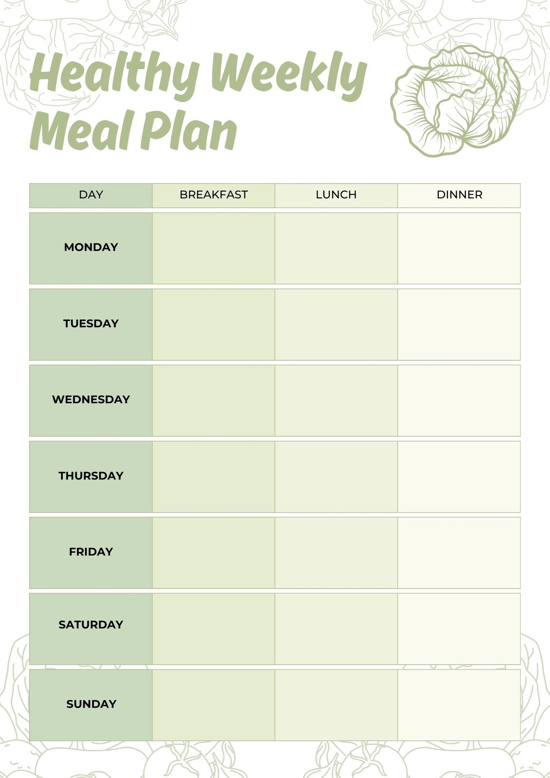 weekly meal planner printable weekly meal planner printable