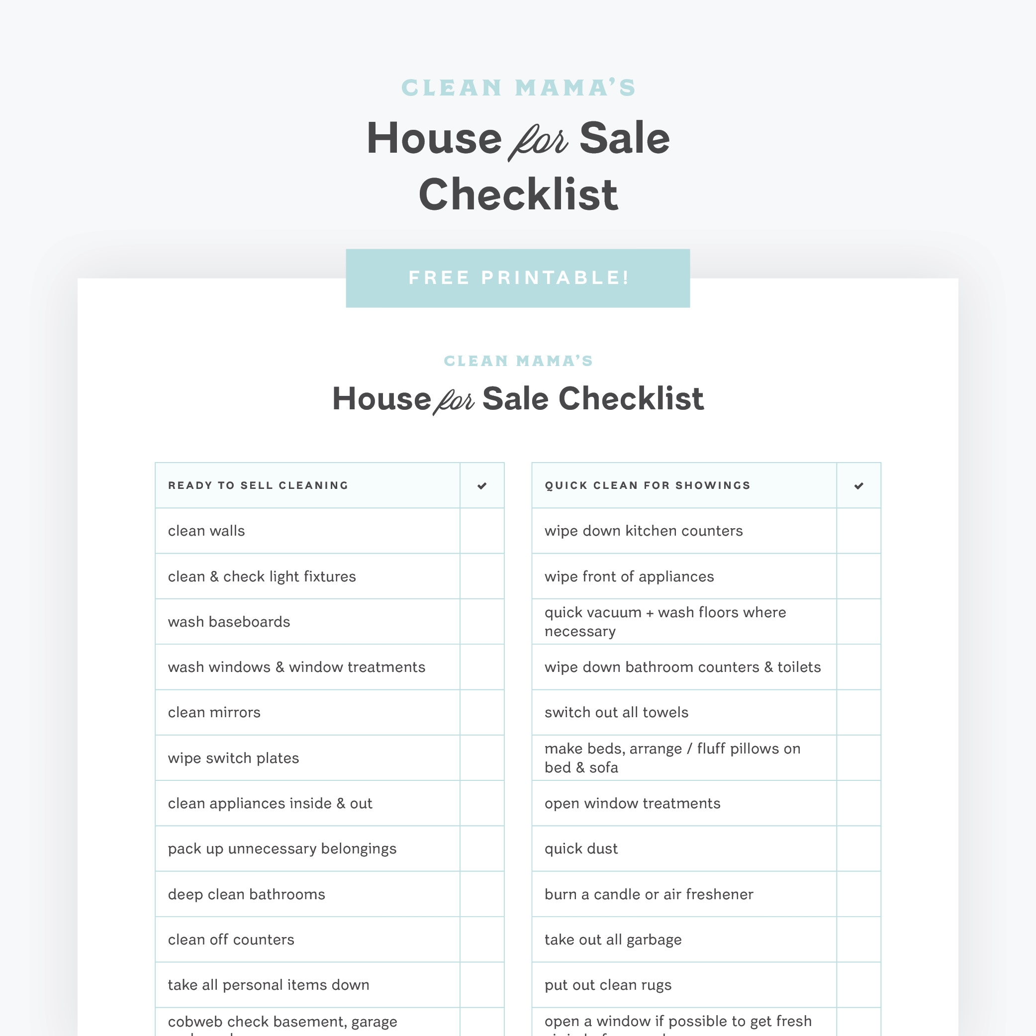 printable checklist for moving