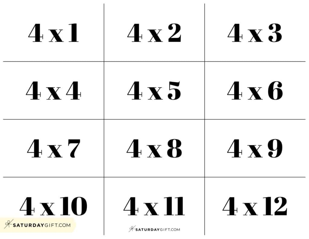 Free Printable Multiplication Flash Cards SaturdayGift Free Printable Multiplication Flash Cards SaturdayGift