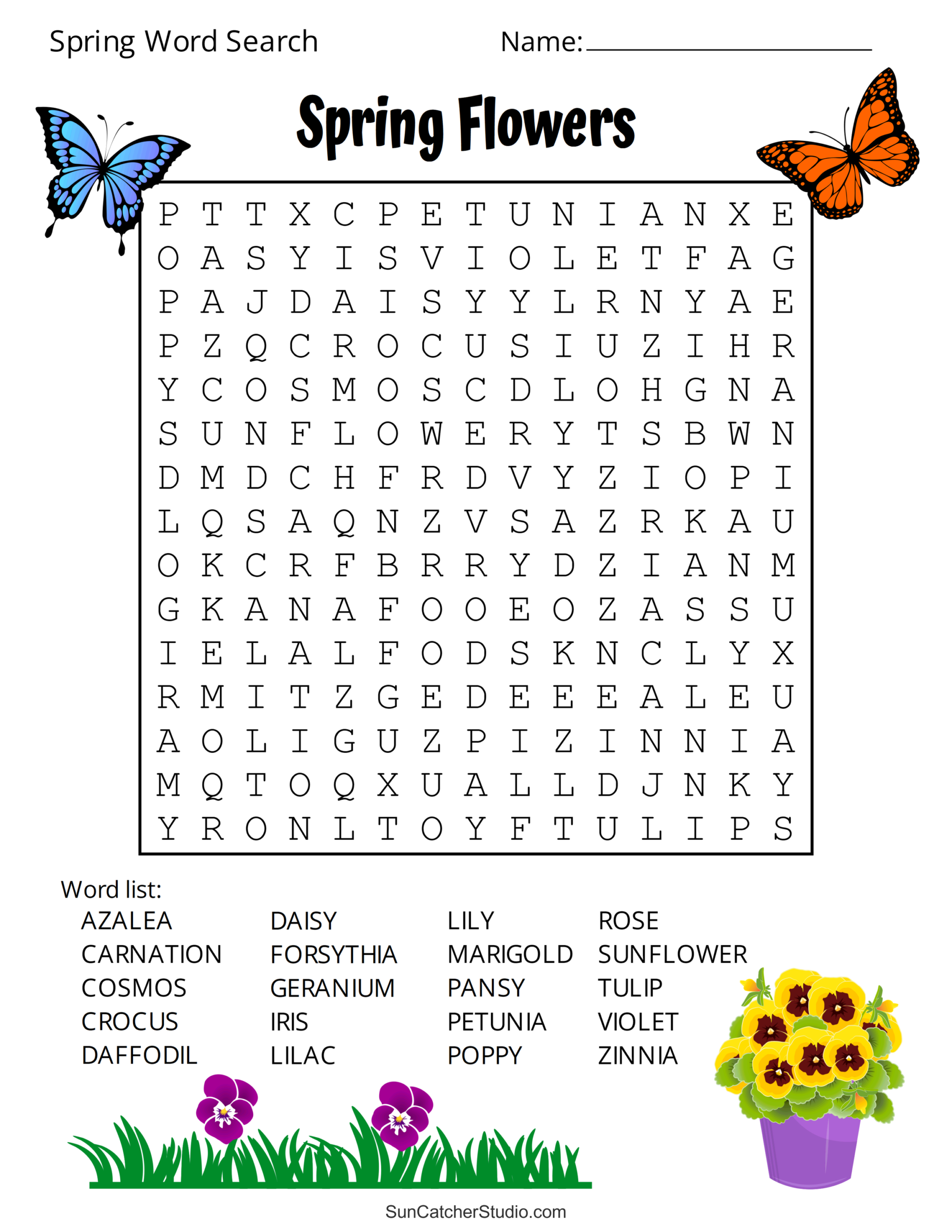 Free Printable Spring Word Search Puzzles Free Printables Lettering SVG Files Tools Apps