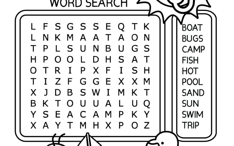 Free Printable Summer Word Search For Kids Cute Coloring Pages For Kids