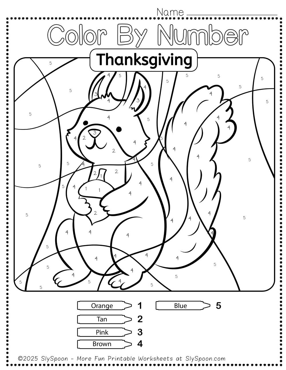 free color by number printables