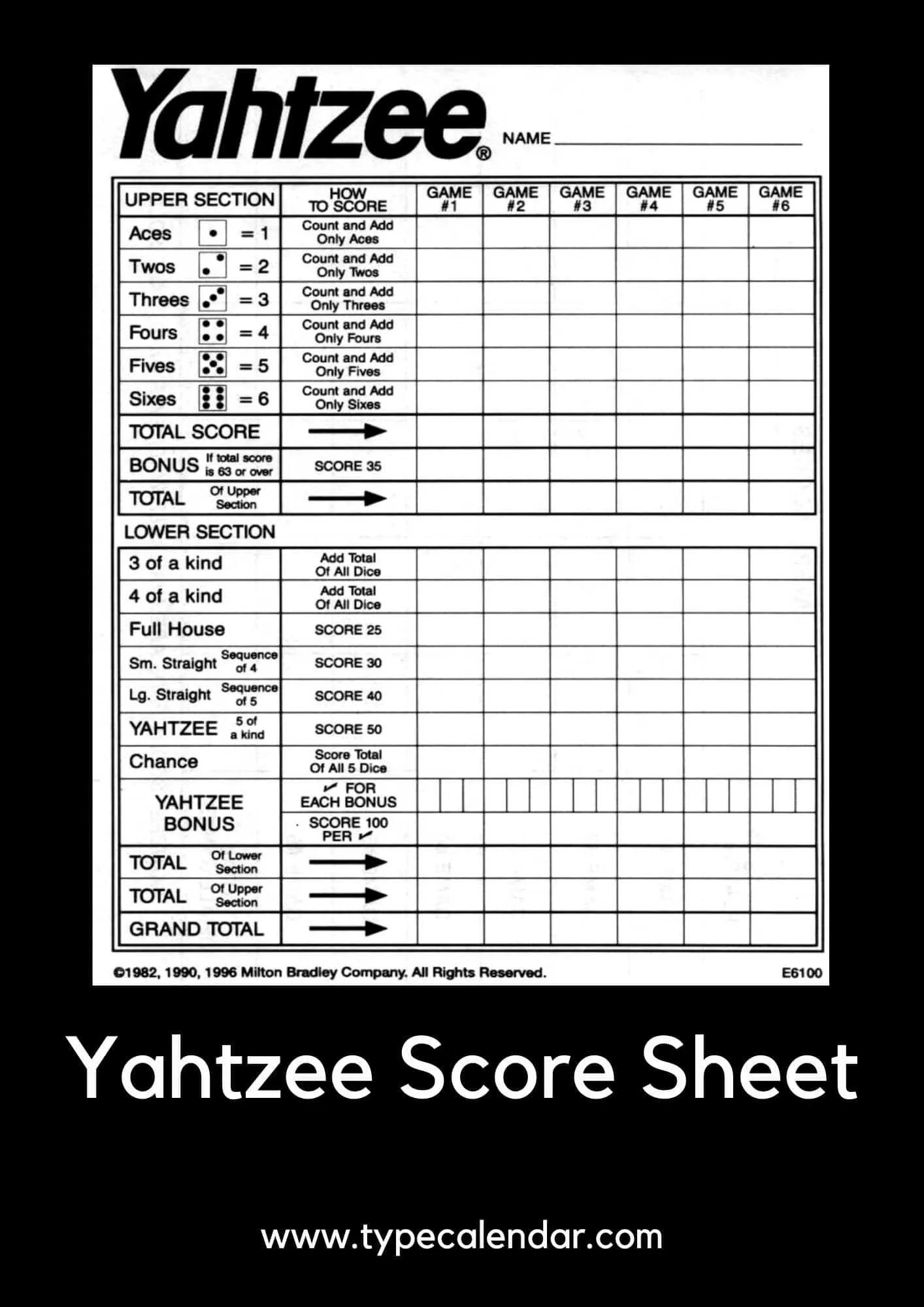 yahtzee score card printable yahtzee score card printable
