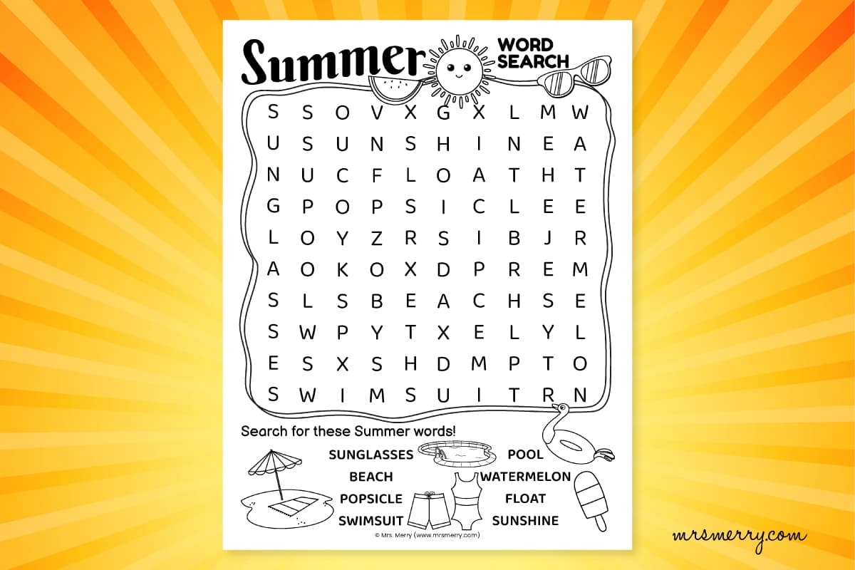 summertime word search printables summertime word search printables