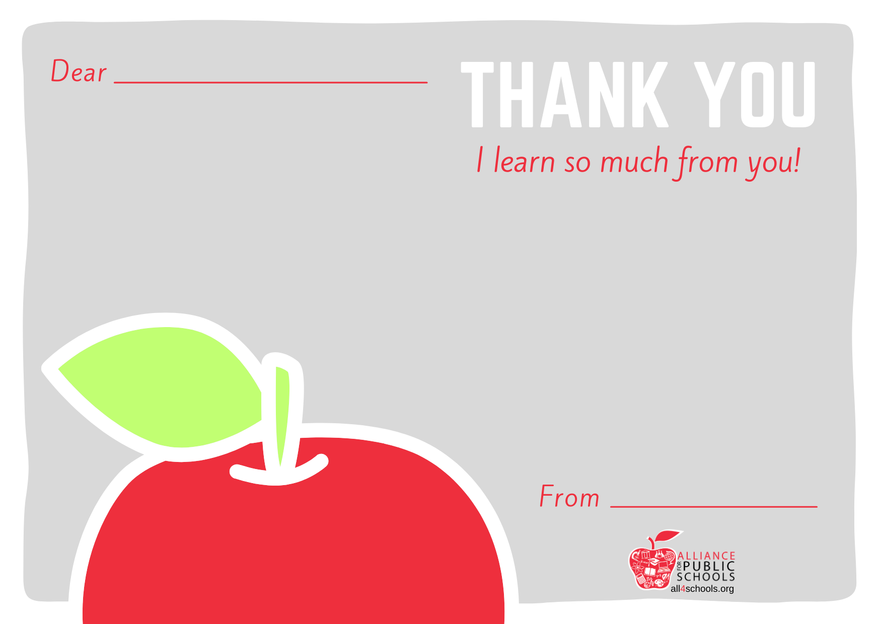 FREE Teacher Appreciation Cards Gifts Signs Alliance For Public Schools FREE Teacher Appreciation Cards Gifts Signs Alliance For Public Schools