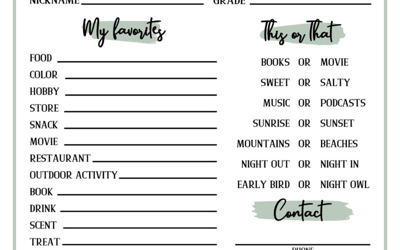 Get To Know You Getting To Know You Page Get To Know You Printable All About Me Etsy