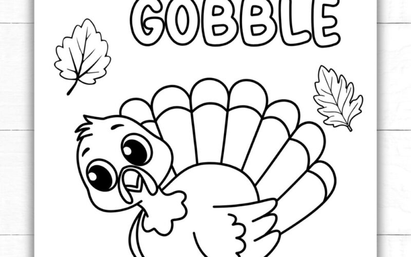 Gobble Gobble Thanksgiving Coloring Page Free Printable