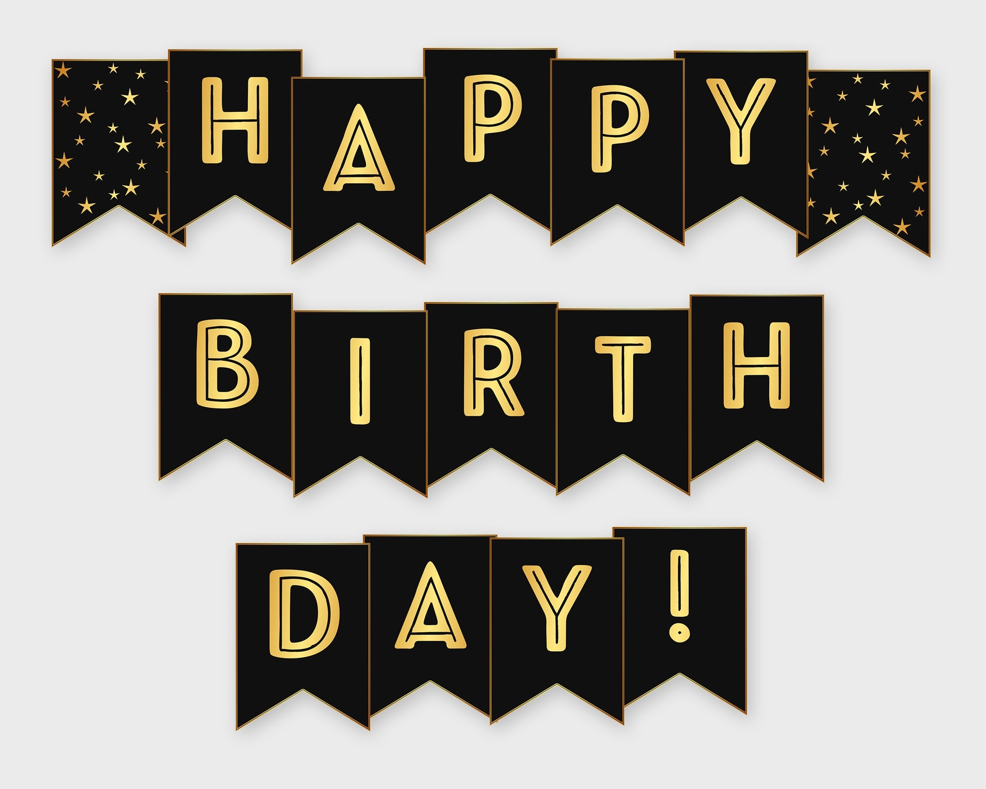 Happy Birthday Printable Banner Black Gold Birthday Party Printable PDF DIY Print Instant Download GWR Etsy Happy Birthday Printable Banner Black Gold Birthday Party Printable PDF DIY Print Instant Download GWR Etsy