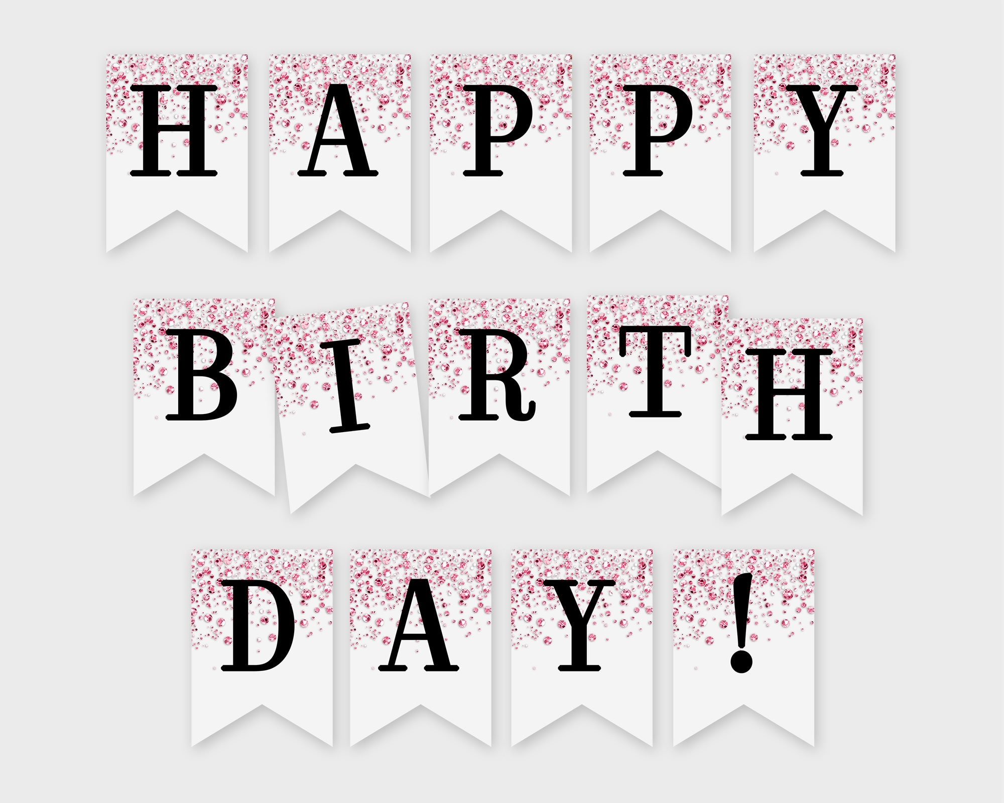 Happy Birthday Printable Banner Pink Confetti Glitters Printable PDF DIY Print Instant Download 4CG Etsy Happy Birthday Printable Banner Pink Confetti Glitters Printable PDF DIY Print Instant Download 4CG Etsy