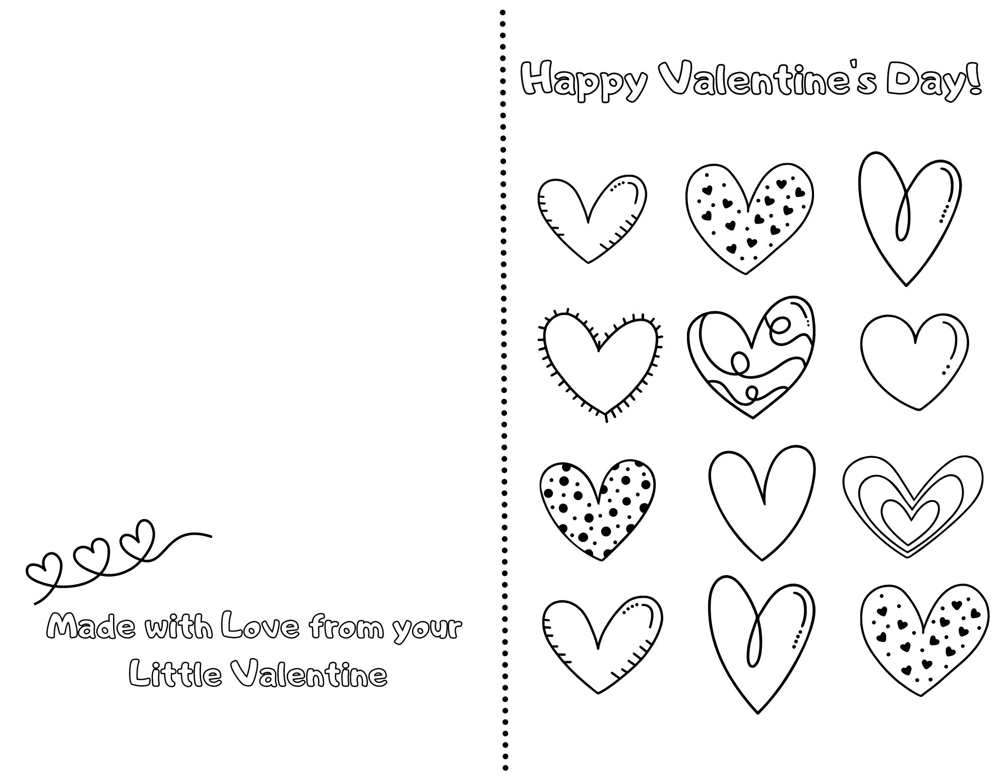 Heart You Printable Foldable Kids Valentine s Day Card To Color And Give To Grandparents Mom Dad Aunt Uncle Cousin Etsy
