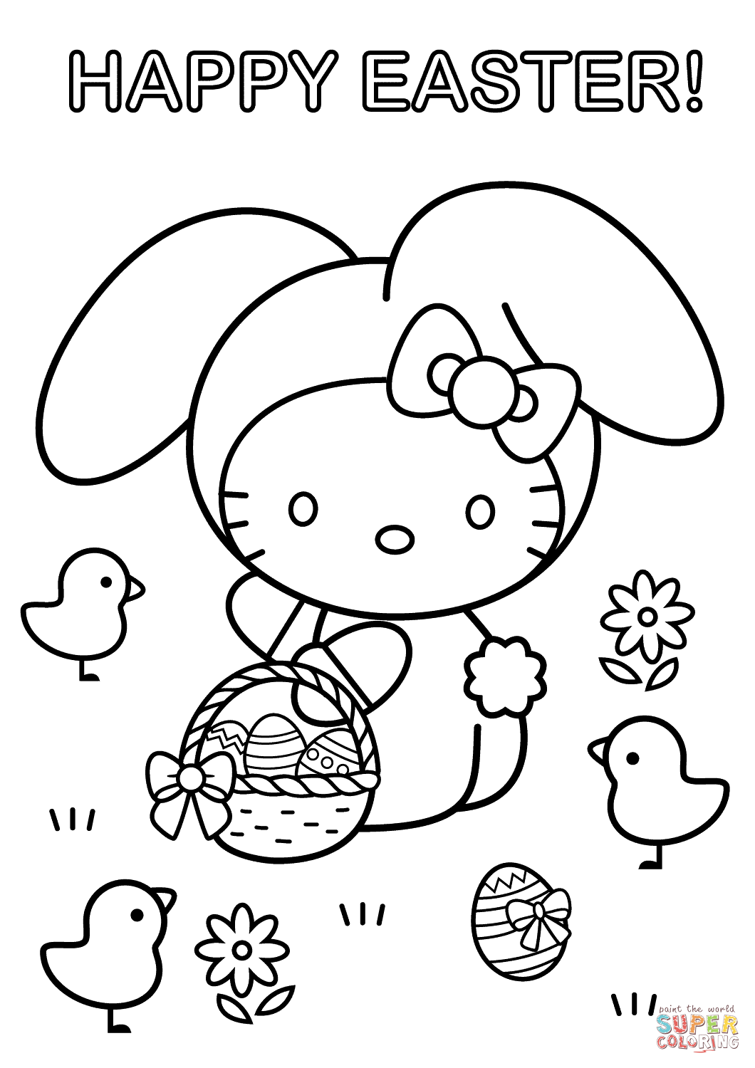 Hello Kitty Happy Easter Coloring Page Free Printable Hello Kitty Happy Easter Coloring Page Free Printable