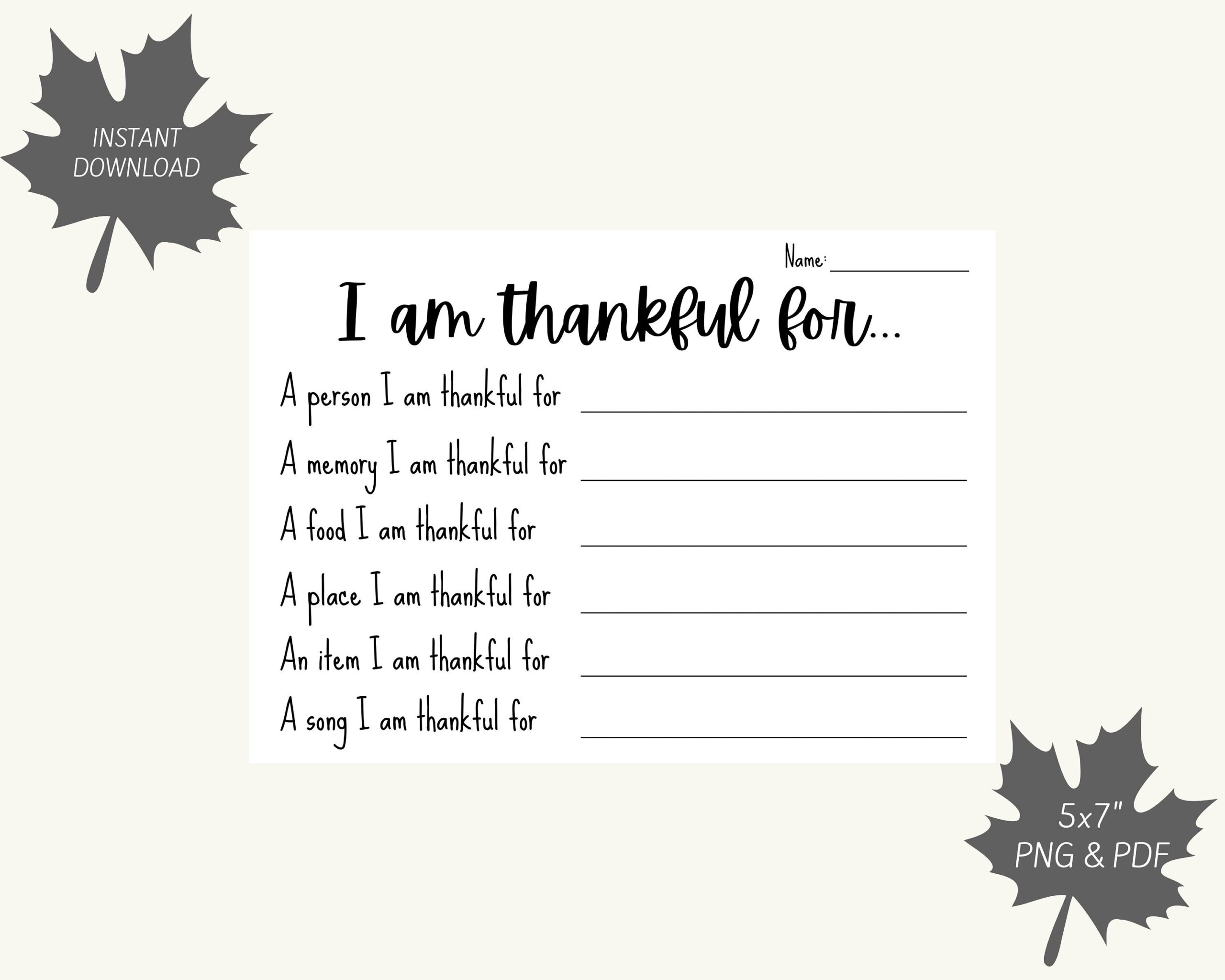 I Am Thankful For Thanksgiving Activity Printable Etsy I Am Thankful For Thanksgiving Activity Printable Etsy