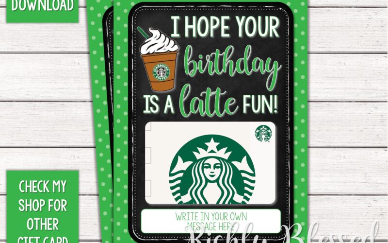 INSTANT DOWNLOAD Starbucks Gift Card Birthday Card Holder Gift Card Printable Teacher Birthday Starbucks Birthday Card 5x7 DIY Printable Etsy