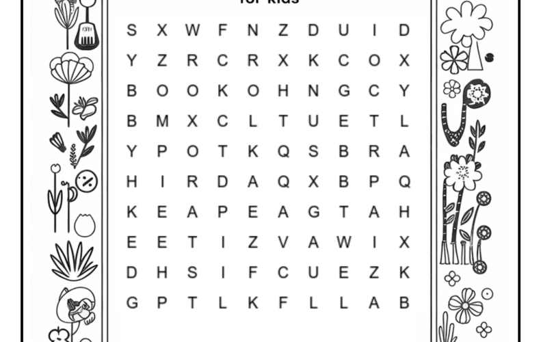 Kindergarten Easy Word Search For Kids 2 Free PDF Pages Easy Coloring Pages For Kids