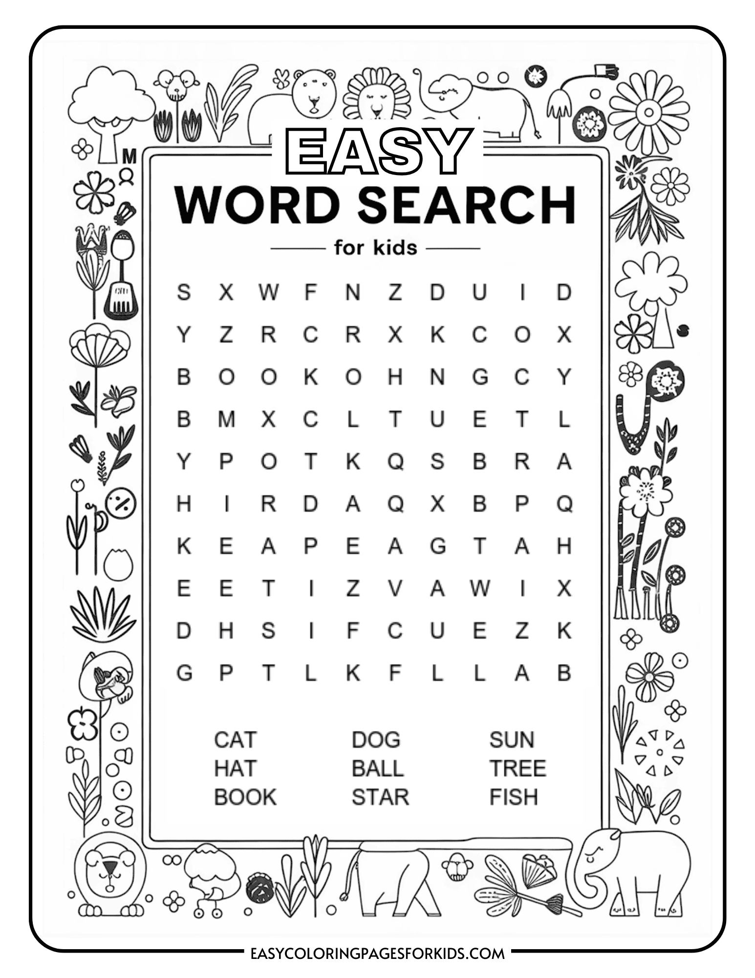 Kindergarten Easy Word Search For Kids 2 Free PDF Pages Easy Coloring Pages For Kids Kindergarten Easy Word Search For Kids 2 Free PDF Pages Easy Coloring Pages For Kids