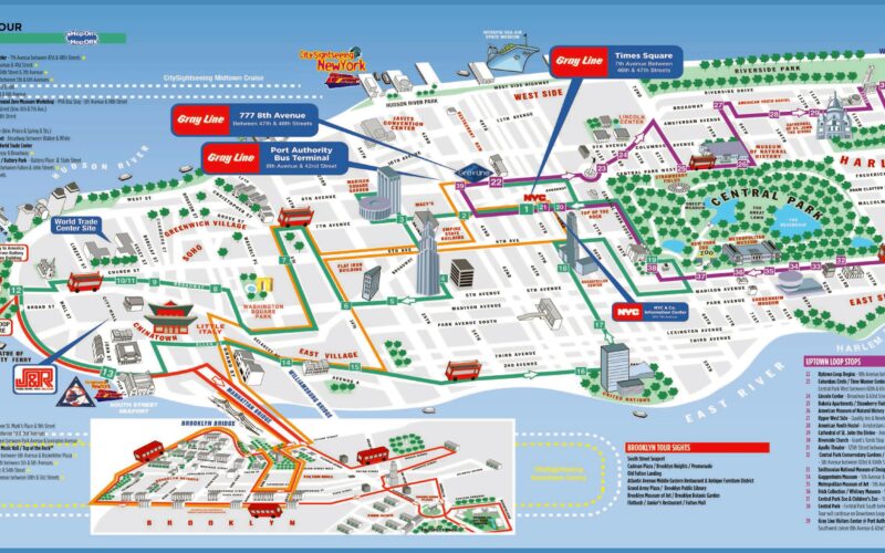 Large Printable Tourist Attractions Map Of Manhattan New York City New York USA United States Of America North America Mapsland Maps Of The World