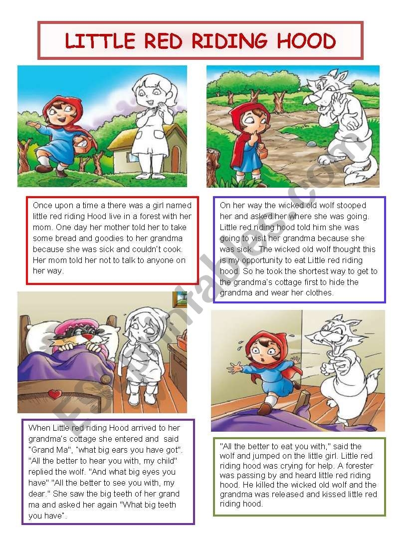 red riding hood printable story red riding hood printable story