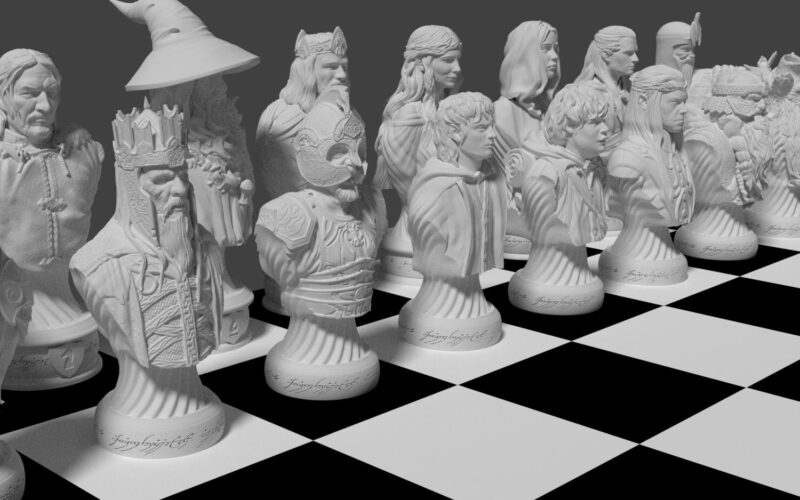 LOTR White Chess Set STL Model For 3D Printing Etsy